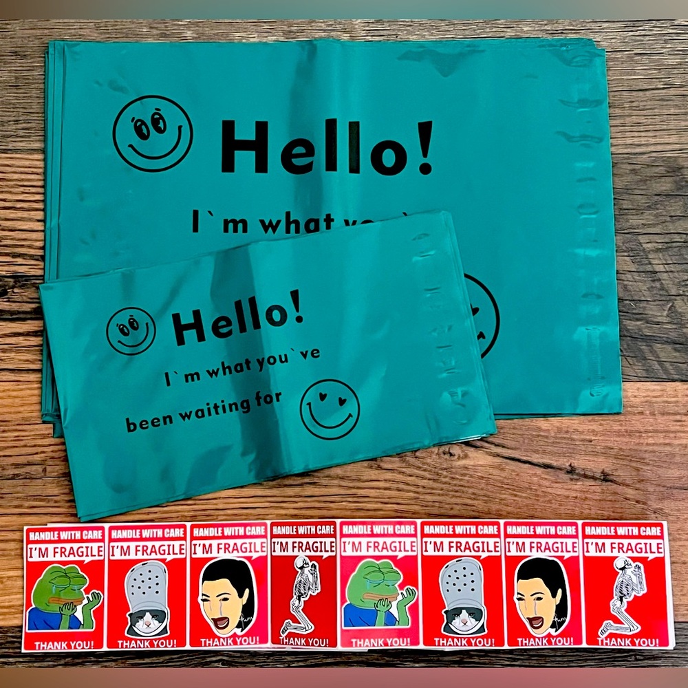 20 Count Polymailer Bundle (10/6x9 + 10/10x13) with 20/2x3 Thank You Stickers
